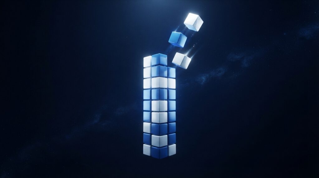 Block tower losing its top pieces, a visual for the hyper casual game valuation multiple discount
